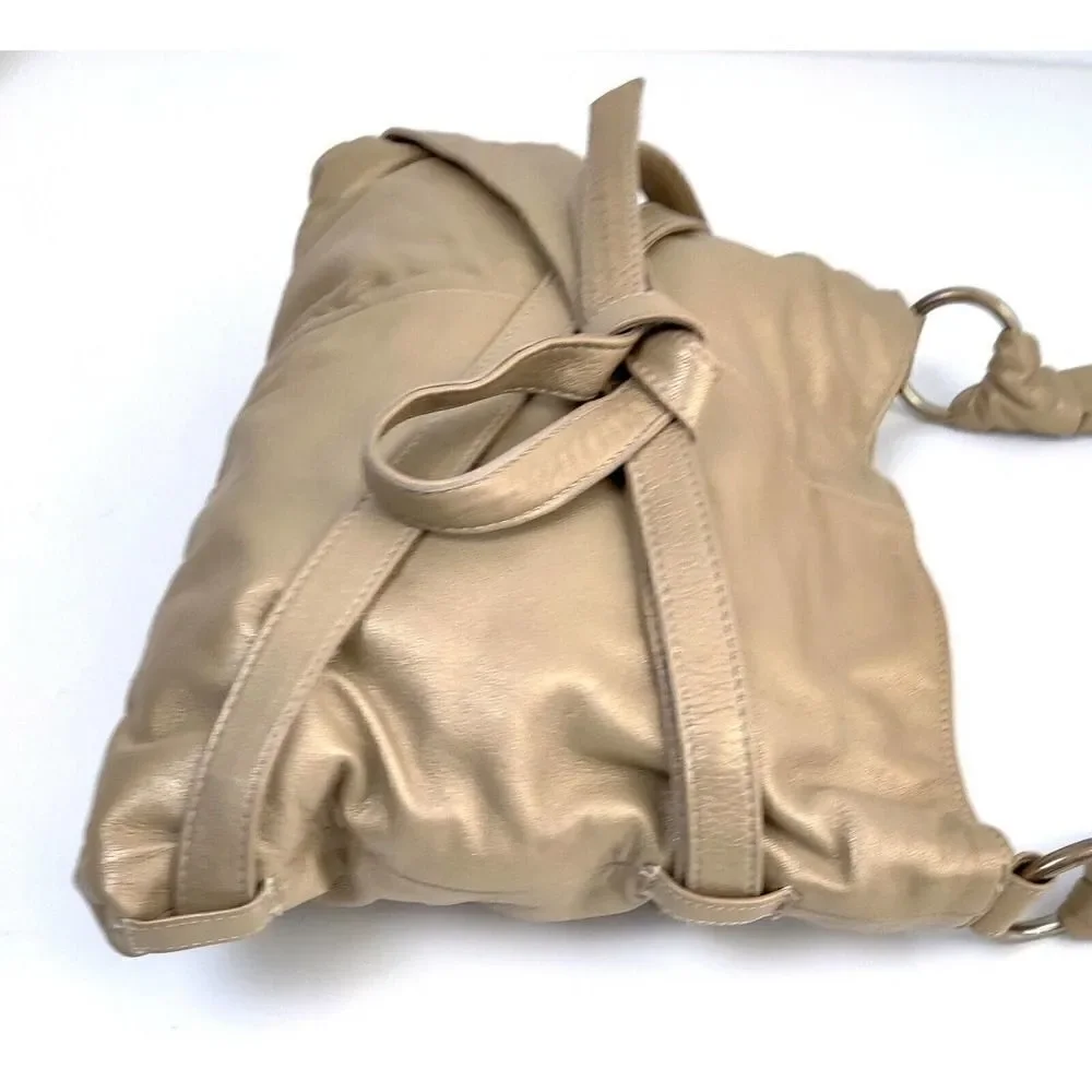LARGE Goldenbleu GOLD GENUINE LEATHER PINK SUEDE LINED SHOULDER BAG HOBO